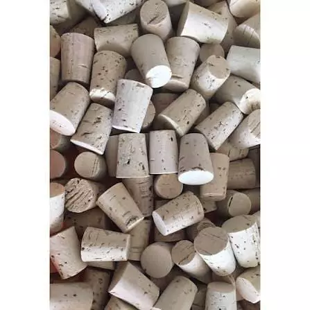 Conical cork stoppers from above